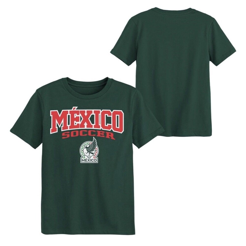Mexico National Team Large Youth Green Arch-Over Logo Soccer Futbol Tee T-shirt